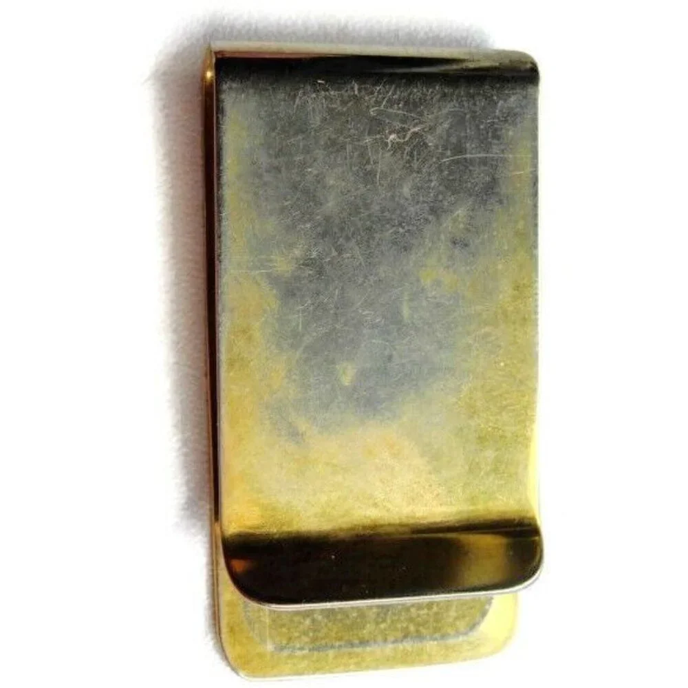Money Clip Well Worn Faded Golden Cash Holder Wallet Credit Card ID Used Vintage